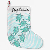 Watercolor-aquamarine Seeschildkröten auf Wirblen Kleiner Weihnachtsstrumpf (Vorderseite)