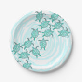 Watercolor-aquamarine Seeschildkröten auf Wirblen Pappteller (Vorderseite)