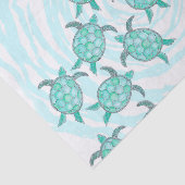 Watercolor-aquamarine Seeschildkröten auf Wirblen Seidenpapier (Ausschnitt)