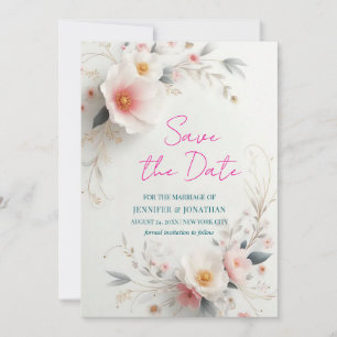 Watercolor-Aquarell-Blumen-Script-Save-The-Date Save The Date