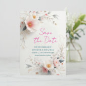 Watercolor Aquarell Floral Script Save The Date (Stehend Vorderseite)