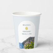 Watercolor Arch Italy Lemons Positano Wedding Pappbecher (Rückseite)