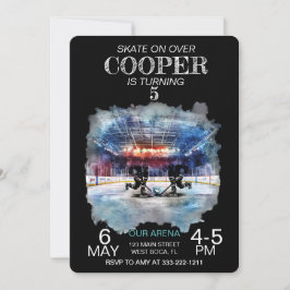 Watercolor Arena Hockey Thema Geburtstag Einladung