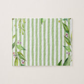 Watercolor Art Bold Green Strips Blumendesign Puzzle (Horizontal)