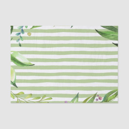 Watercolor Art Bold Green Strips Blumendesign Seidenpapier (Vorderseite)