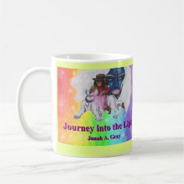 Watercolor Art Boy Riding white Lioness Woman Love Kaffeetasse