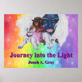 Watercolor Art Boy Riding white Lioness Woman Love Poster