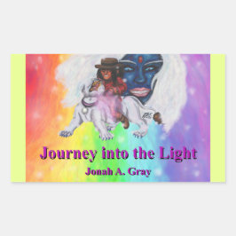 Watercolor Art Boy Riding white Lioness Woman Love Rechteckiger Aufkleber