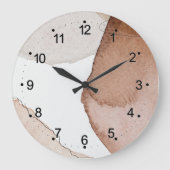 Watercolor Art Cream, Tan & White Color Große Wanduhr (Vorderseite)