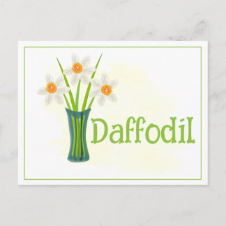 Watercolor Art Daffodil Flower March Birthday Postkarte