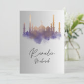 Watercolor Art Mosque Ramadan Mubarak Card Einladung (Stehend Vorderseite)