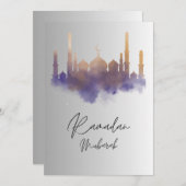 Watercolor Art Mosque Ramadan Mubarak Card Einladung (Vorne/Hinten)