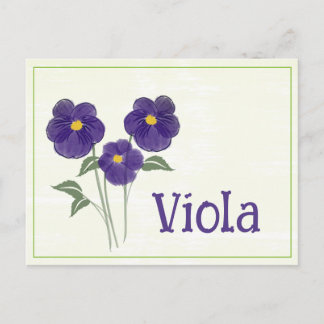 Watercolor Art Viola Flower February Birthday Postkarte