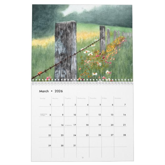 Watercolor art wall calendar: nature landscapes kalender (Mär 2026)