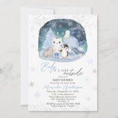 Watercolor Artic Baby seine kalte Außendusche Einladung (Vorderseite)