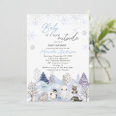 Watercolor Artic Baby seine kalte Außendusche Einladung (Stehend Vorderseite)