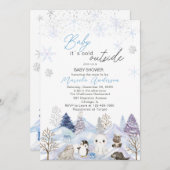 Watercolor Artic Baby seine kalte Außendusche Einladung (Vorne/Hinten)