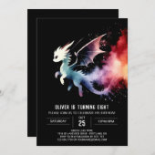 Watercolor Artistic Dragon Birthday Einladung (Vorne/Hinten)