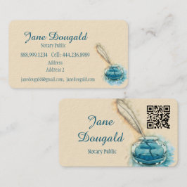 Watercolor Artistic Feather Pen Classic Notary Visitenkarte