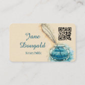 Watercolor Artistic Feather Pen Classic Notary Visitenkarte (Rückseite)