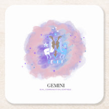 Watercolor Astrologie - Zwillinge Untersetzer