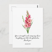 WATERCOLOR AUGUST GLADIOLUS BIRTH FLOWER POSTKARTE (Vorne/Hinten)