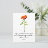 WATERCOLOR AUGUST POPPY BIRTH FLOWER POSTCARD POSTKARTE (Stehend Vorderseite)