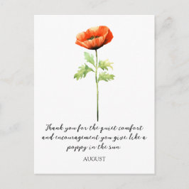 WATERCOLOR AUGUST POPPY BIRTH FLOWER POSTCARD POSTKARTE