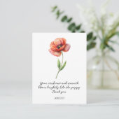 WATERCOLOR AUGUST POPPY BIRTH FLOWER POSTCARD POSTKARTE (Stehend Vorderseite)