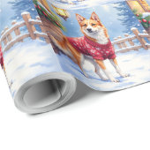 Watercolor Australian Cattle Dog Rustic Garland Geschenkpapier (Rolleneckpunkt)