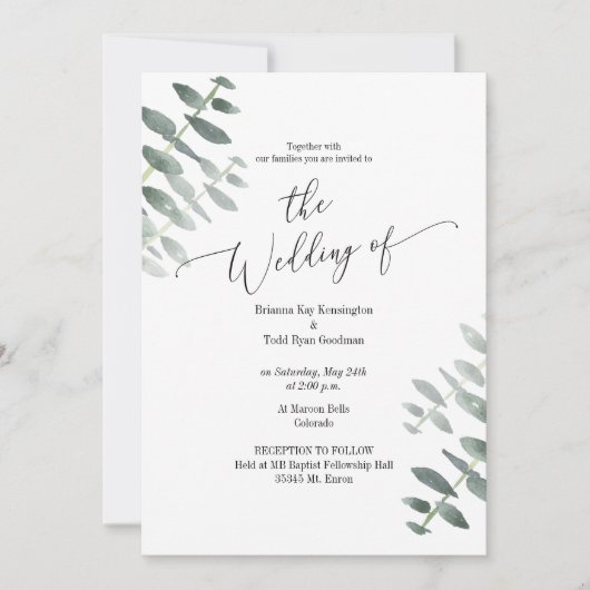 Watercolor Australian Eucalyptus Invasion Einladung (Vorderseite)