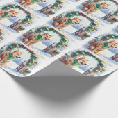 Watercolor Australian Kelpie Countryside Gate Geschenkpapier (Ecke)