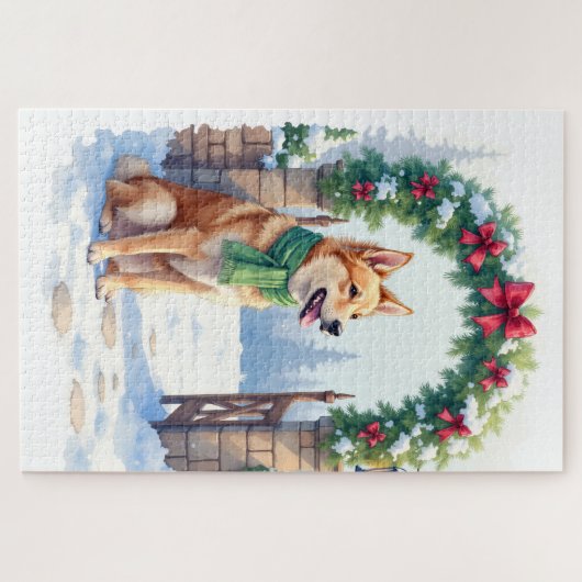 Watercolor Australian Kelpie Countryside Gate Puzzle (Horizontal)