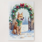 Watercolor Australian Kelpie Countryside Gate Puzzle (Vertikal)