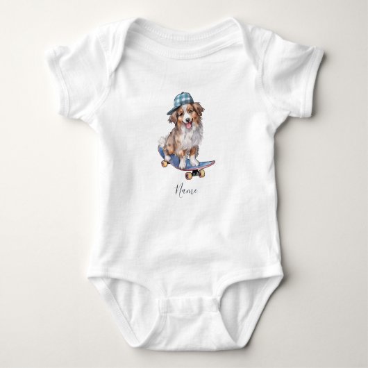Watercolor Australian Shepherd Baby Bodysuit Baby Strampler (Vorderseite)