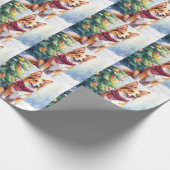 Watercolor Australian Shepherd Glowing Christmas Geschenkpapier (Ecke)