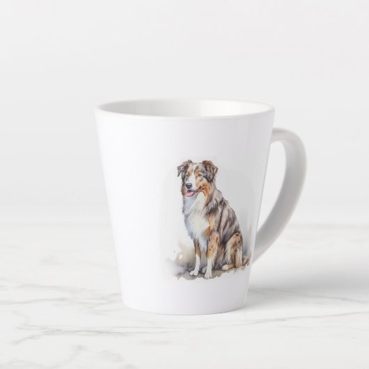 Watercolor Australian Shepherd Milchtasse (Rechte Ecke)