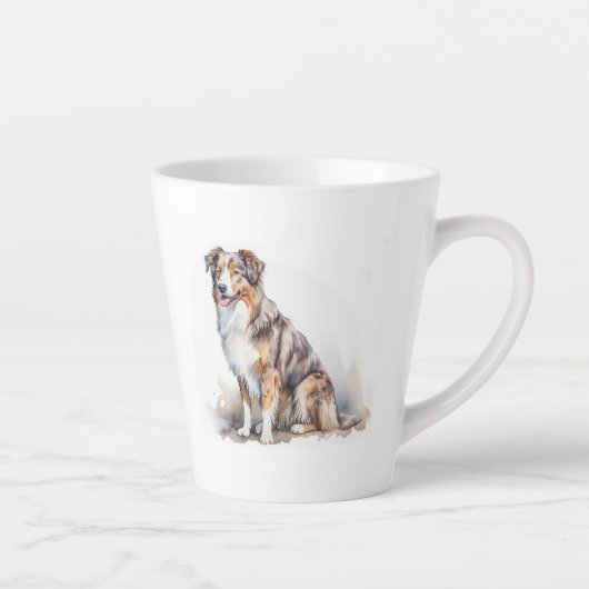 Watercolor Australian Shepherd Milchtasse (Rechts)