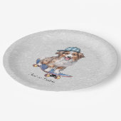 Watercolor Australian Shepherd Paper Plate Pappteller (Schrägansicht)