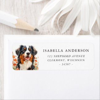 Watercolor Australian Shepherd Spring Flowers