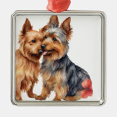 WATERCOLOR AUSTRALIAN SHEPHERHERDOG ORNAMENT AUS METALL (Vorne)