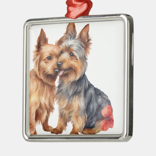 WATERCOLOR AUSTRALIAN SHEPHERHERDOG ORNAMENT AUS METALL (Links)