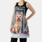 Watercolor Australian Silky Terrier Snowy Doorstep Schürze (InSitu)