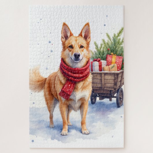 Watercolor Australian Stumpy Tail Cattle Dog Puzzle (Vertikal)