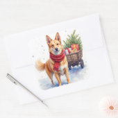 Watercolor Australian Stumpy Tail Cattle Dog Quadratischer Aufkleber (Umschlag)
