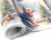 Watercolor Australian Terrier Tabletop Christmas Geschenkpapier (Rolleneckpunkt)