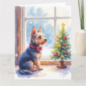 Watercolor Australian Terrier Tabletop Christmas Karte (Vorderseite)