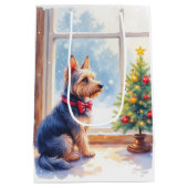 Watercolor Australian Terrier Tabletop Christmas Mittlere Geschenktüte (Rückseite)