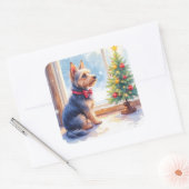 Watercolor Australian Terrier Tabletop Christmas Quadratischer Aufkleber (Umschlag)