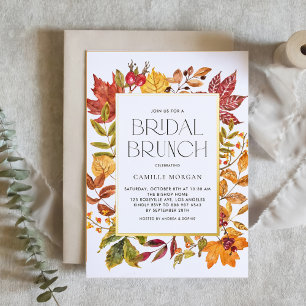 Watercolor Autumn Blätter Frame Fall Bridal Brunch Folieneinladung